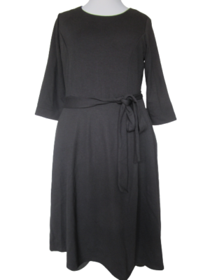 Sheego Damen Sweatkleid Schwarz mit Gürtel Shirtkleid Übergröße