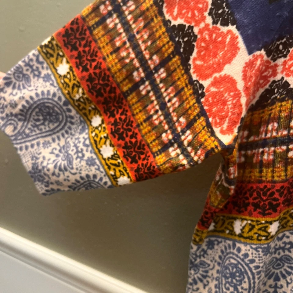 Joseph A. Short Sleeve Sweater Knit Top Paisley Orange Sz XL Qu'est-ce Que C'est - Image 2 of 4