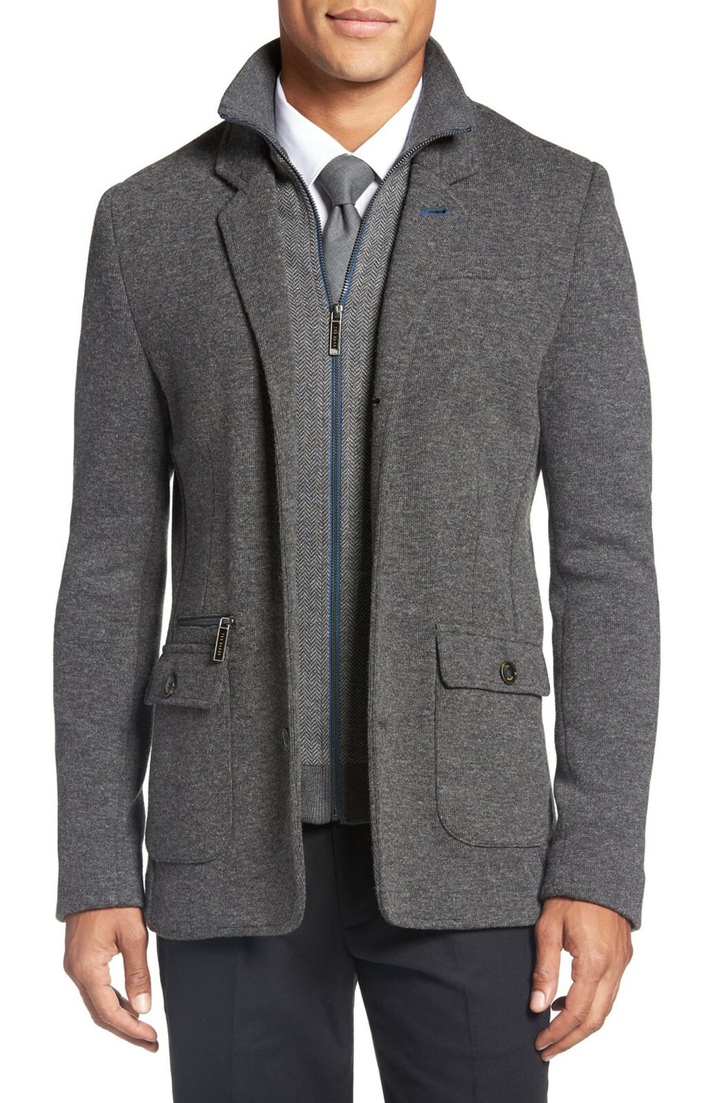 New 375 Ted Baker Dom Funnel Neck Jersey Mens Jacket Xl Ted 5 Navy Or Charcoal Ebay