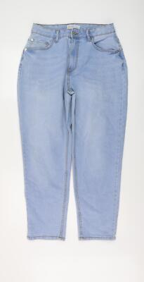 Denim & Co. Damen blau Baumwolle Mom Jeans Größe 14 L28 mit normalem Knopf