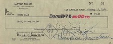 David Niven nsigned cancelled bank check