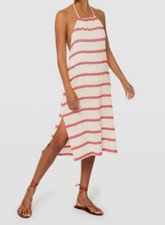 Vestido halter sin espalda tejido a mano de algodón Brenda marfil para mujer $195 Jaline talla S