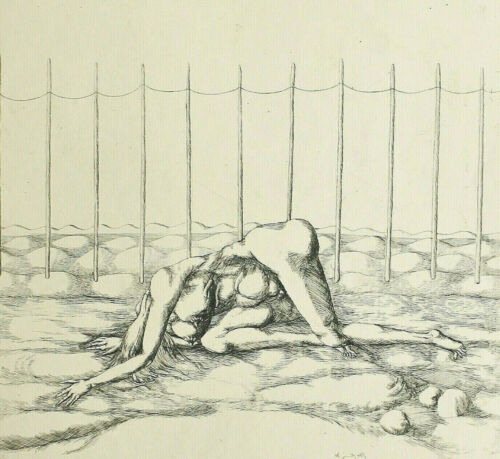 Immagine incisione rappresentazione erotica fantasy Gisela Breitling 1939 - 2018 nudo - Foto 1 di 4