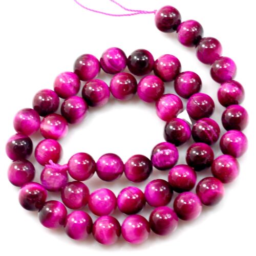 Gemstone Hot Pink Natural Tiger eye Round Loose Beads 15" strand 4 6mm 8 10mm 12 - Picture 11 of 18