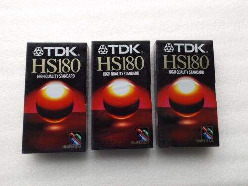 3 x cassettes vidéo standard TDK HS180 VHS de haute qualité ruban neuf scellé - Photo 1 sur 8