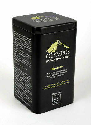 Serenity OLYMPUS Mountain Tea. Organic Tea Herb Mix. Metal Tin Box, 50g /1.76 oz
