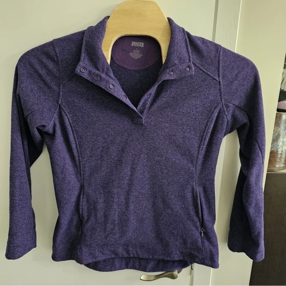 Duluth Trading Co Frost Lake Fleece Pullover Women's L Purple 1/4 Snap