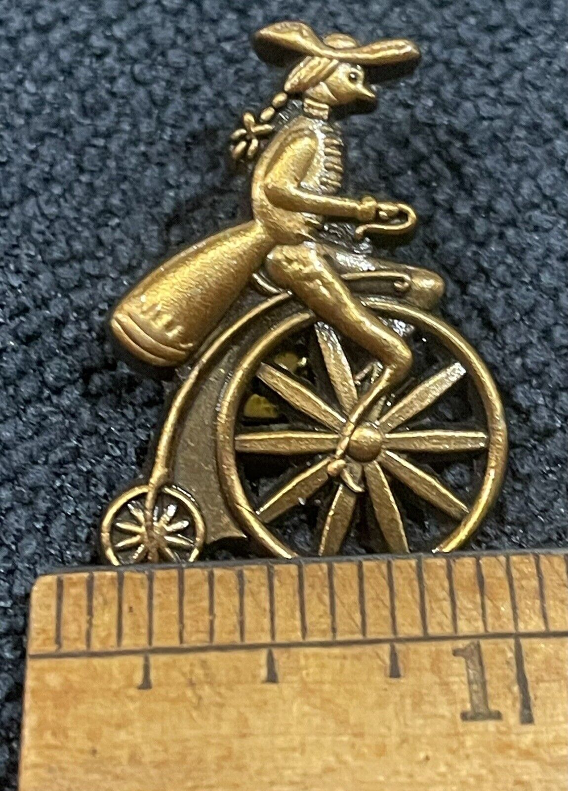 Bicycle Big Wheel Colonial Man Brass Copper Lapel… - image 10