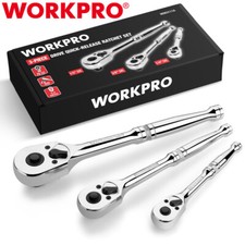 Workpro 3pcs Ratchet Set 14 38 12 Dr Ratchet Handle Quick Release 72-tooth Workpro 3pcs Ratchet Set 14 38 12 Dr Ratchet Handle Quick Release 72-tooth