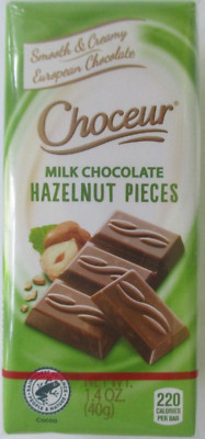 6 PACKS CHOCEUR MILK CHOCOLATE WITH HAZELNUT PIECES 5 X 1.4-OZ BARS