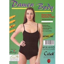 Damen Body Spaghettiträger Tanz Sport Bodysuit Slipbody XL Schwarz Cilek 4