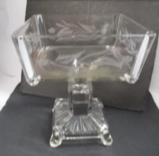 Adams & Co Clear Pressed Glass Ridge Panel Design Adams Post Etched Compote