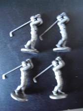 Lot of 4 Vintage Pewter Small Golfer Figurines or Chess Pieces Look