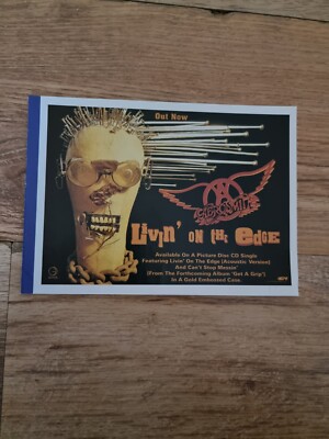 TNEWM20 ADVERT 5X8 AEROSMITH: 'LIVIN' ON THE EDGE' SINGLE