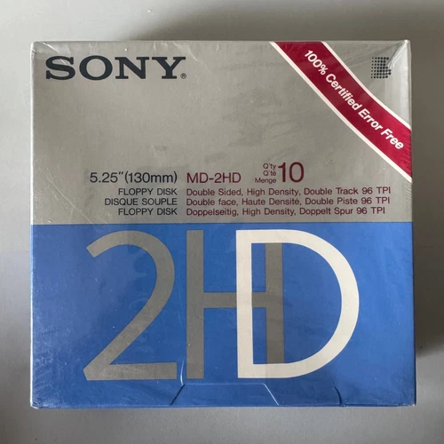 10x SONY Floppy Disks MD-2HD 5.25" Double Sided High Density Diskettes - NEW 2