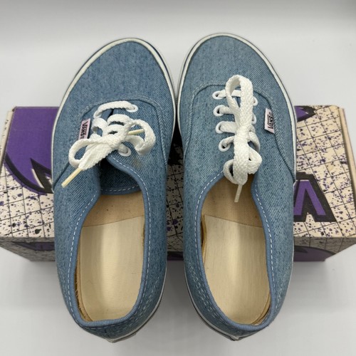 Vintage 1990 Vans INDIGO DENIM NAVY FOXIN Deck Shoes Mens 6 Made USA IN BOX RARE - Picture 9 of 15