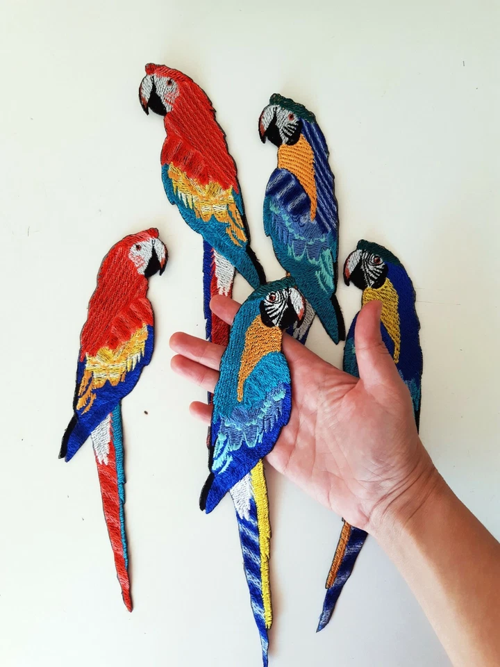 Macaw Parrot Set Handmade Embroidered Patch from Ukraine - Image 2 of 4