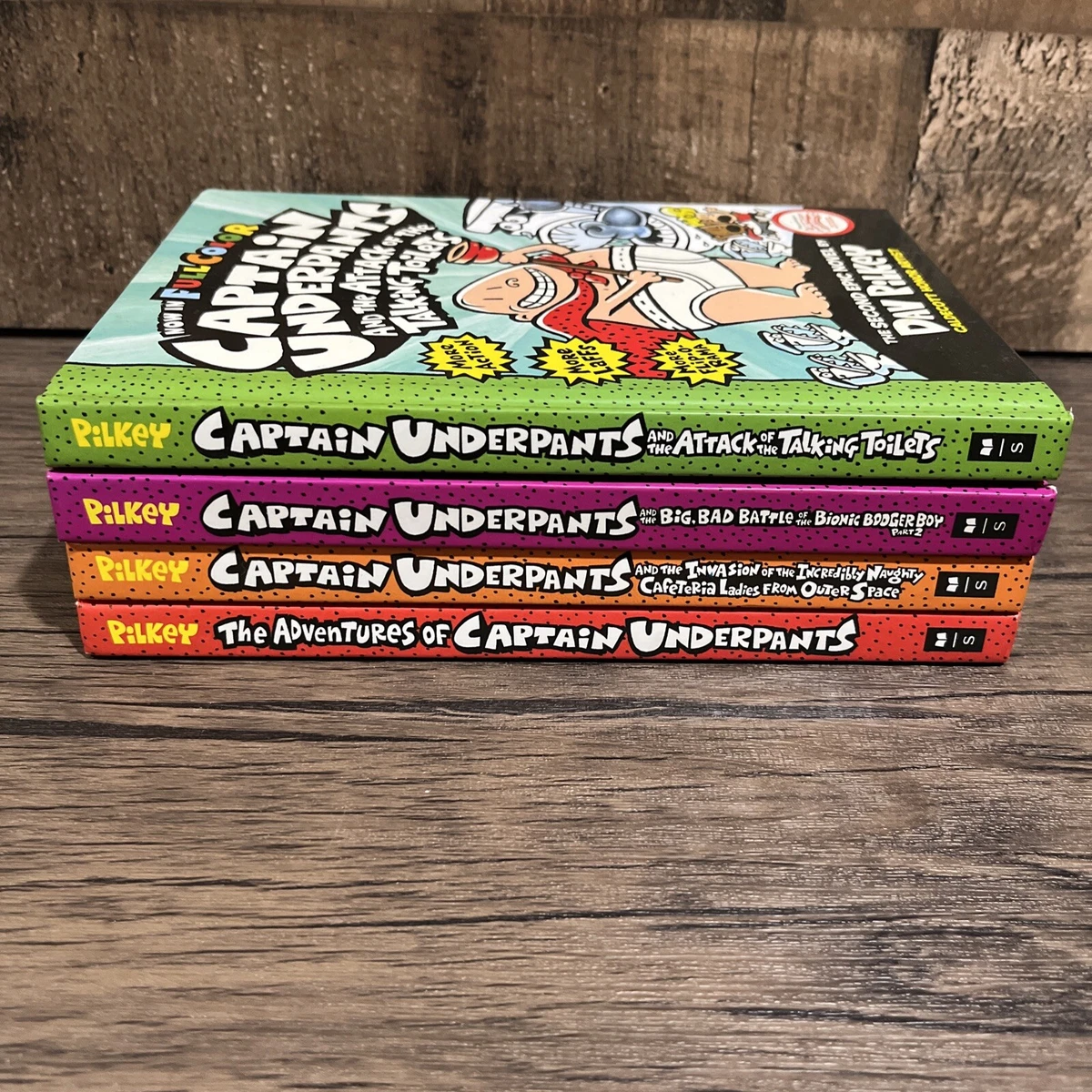 Lot of 4 Adventures of Captain Underpants Paperback Books By Dav Pilkey,  Mint