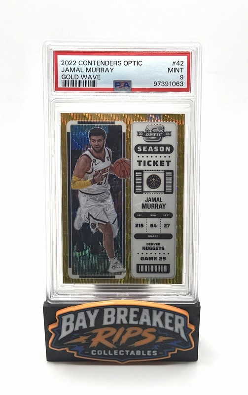 2022 Contenders Optic Jamal Murray Gold Wave Season Ticket #’d 5/10 PSA 9