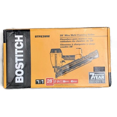 BOSTITCH BTF83WW 3.25'' 28-Degree Pneumatic Top Load Wire Weld Framing Nailer