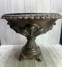 Vtg Resin Decorative Footed Bowl Classic Home Decor 9" Tall 10" Diameter Col C