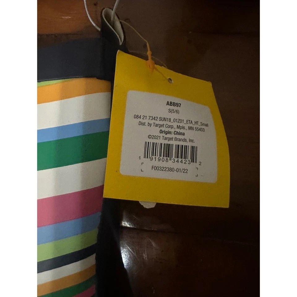 Botas de lluvia Sun Squad coloridas de goma a rayas para niños pequeños talla S 5-6 Foto 4 de 4