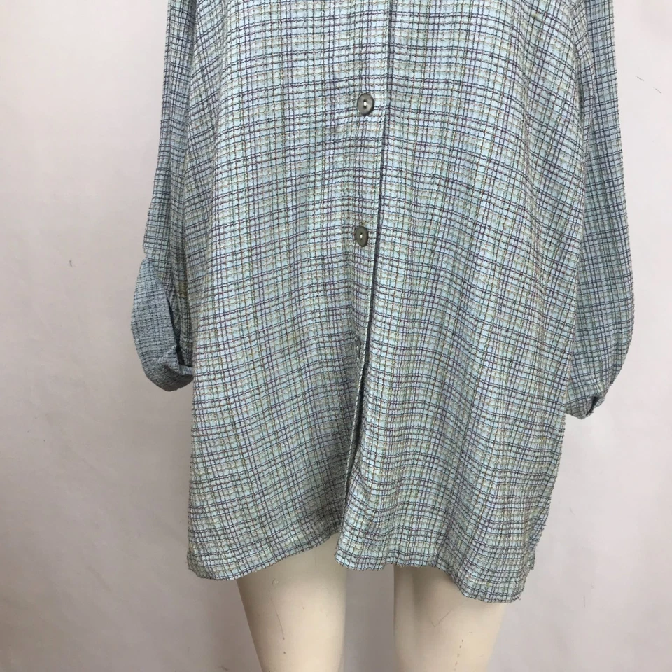 SAHALIE - ЖЕНЩИН БОЛЬШОЙ - СИНИЙ ДЛИННЫЙ ЗАКАТАТЬ РУКАВА ВОРОТНИК ВИСКОЗЫ СМЕСЬ ТУНИКА - Изображение 3 из 4