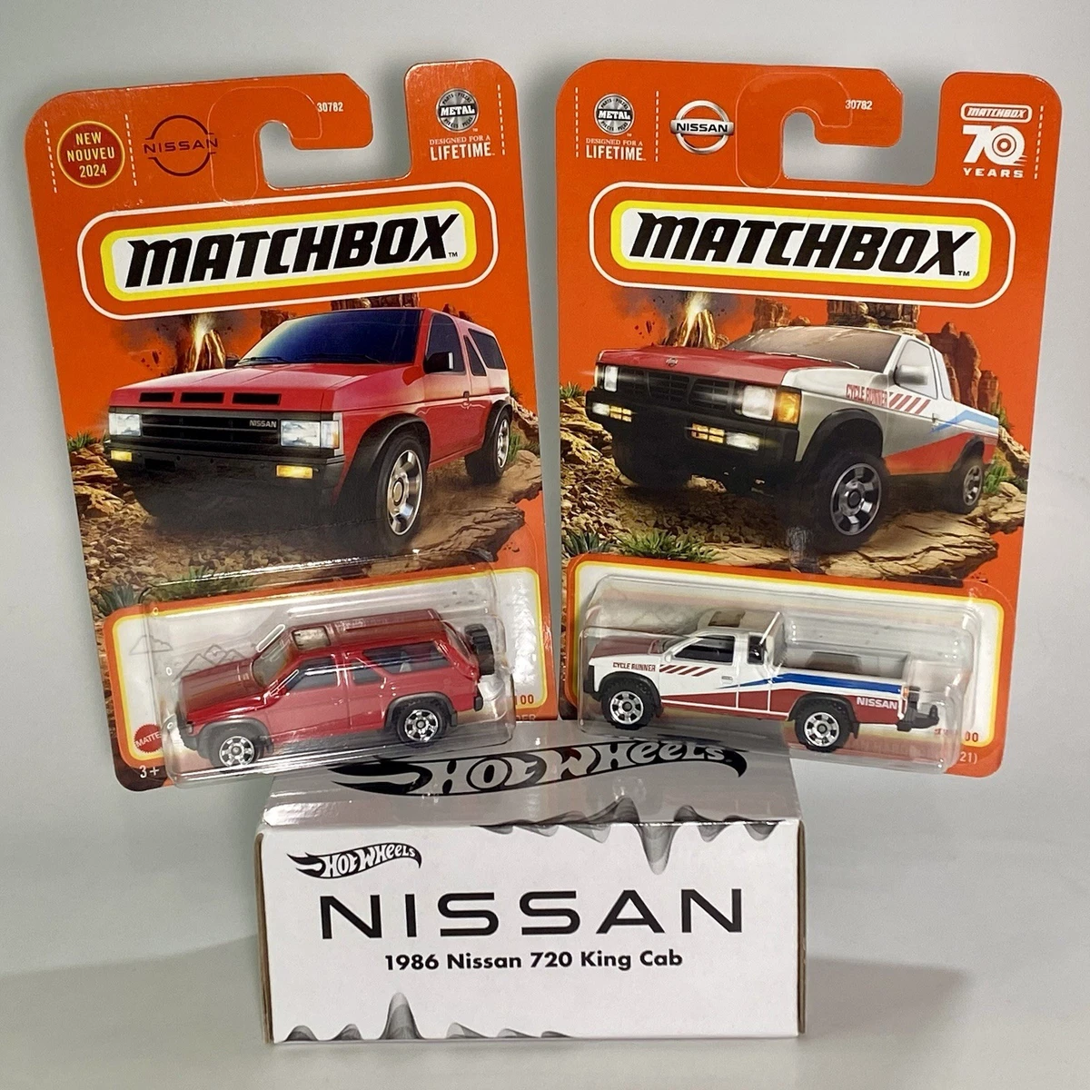 Hot Wheels RLC 1986 Nissan 720 King Cab Matchbox 85 Pathfinder 95