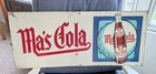 Vintage Ma's Cola Embossed Tin Sign 28x12 Original 1950s Soda Pop Country Store