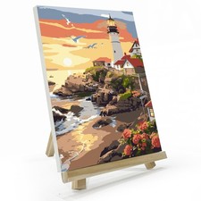 JOOZ Lighthouse Paint by Number for Adults, 8 x 12 inches,