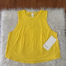Lululemon Sculpt Cropped Tank Women’s Size 8 Flowy Utility Yellow Quick Dry NWT