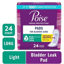 Women's Incontinence Pads Light Absorbency Long Length 24 Count Bladder Leakage