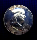 1963-PROOF--FRANKLIN 90% SILVER HALF DOLLAR. NICE LUSTER-UNGRADED  #M1462.