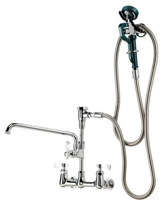 Krowne 19-112L 8'' Center Wall Mount Utility Spray w/ Add-On 12'' Spout