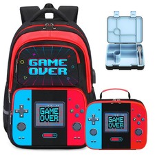 Bevalsa Kids Backpack for Boys with Bento Lunch Box, Insulated Bag Utensils...