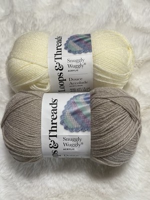 Loops & Threads Snuggly Wuggly Yarn Lot Of 2 Soft Grey  Winter White Acrylic #3 