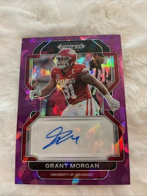 2022 Panini Prizm Draft Picks Grant Morgan Purple Cracked Ice Autograph 21/99 