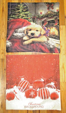 Christmas Throw Pillow Cover fits 18x18 Lot of 2 Ornaments and Santa Puppy Dog