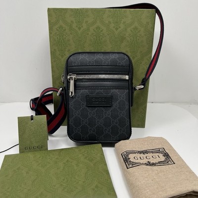 Gucci GG Supreme Canvas Mini Messenger Crossbody Bag Men