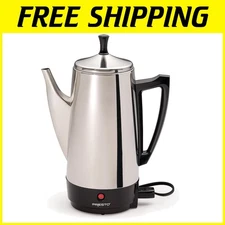 Stainless Steel Electric Coffee Percolator - 12-Cup Capacity