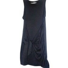 Lillusory Black Sleeveless Tie Waist Faux Wrap Basic Office Date Casual Dress M