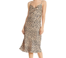 Bardot Women's Leopard Print Slip Dress Full Lining Size 8 Medium