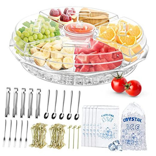 Appetizer Serving Tray with Lid, 8 Compartment Serving Platter Cold Serving