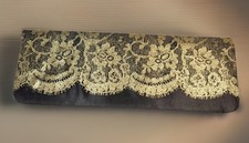 AVON GIFTS BLACK SATINY GOLD LACE CLUTCH EVENING PURSE Vintage NWOT