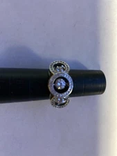 3 Floating SI  Real Diamond Sterling Ring Marked SI -925 STS - TW 5.0g