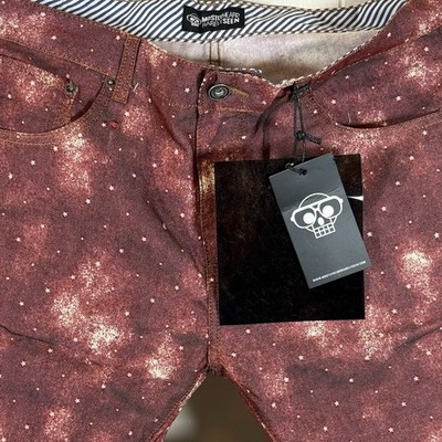 Mostly Heard Rarely Seen Men s Size 38 Red Galaxy Print with Stars NEW JEANS NWT
