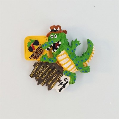 Australia Alligator Road Sign Tourist Travel Souvenir 3D Resin Fridge Magnet