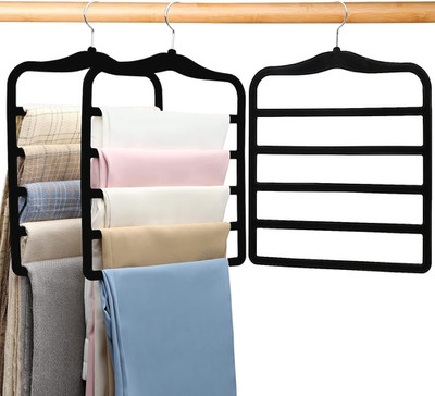 Pants-Hangers, Velvet Pant Hanger ,Closet Organizers and Storage Hangar, 3 Pack