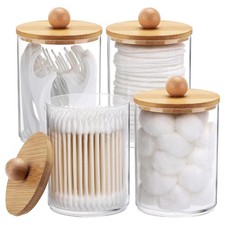 4 Pack Qtip Holder 10-Ounce Bathroom Organizer Accessories Storage Containers C