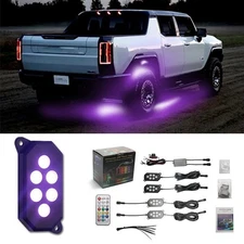 4 Pod RGB LED Rock Light Underbody Trail Rig Glow Lamp Offroad SUV Pickup Truck